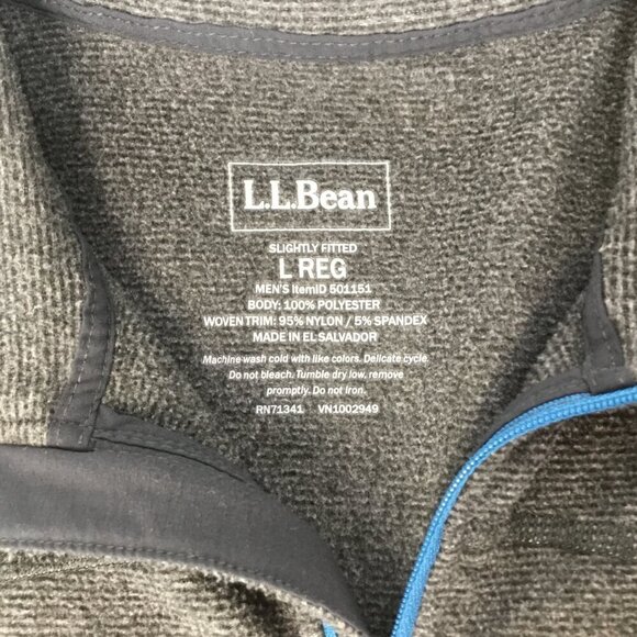 L.L. Bean North Ridge Slightly Fitted 1/4 Zip Fleece Pullover Sweater Gray Blue - Picture 7 of 7